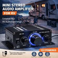 Amplifier Daya Mini Dua Saluran 12V untuk RV, Amplifier Audio Kompak, Cocok untuk RV, Mobil, Sistem Audio Rumah, Amplifier HiFi Portabel, Peningkat Audio Mobil untuk Speaker RV, Ukuran Kecil dengan Casing Aluminium Tahan Lama, Pemasangan Mudah - AK170 - View 7