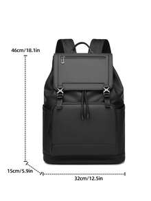 1 pièce Sac à dos à rabat de couleur contrastée à la mode, grande capacité, sac pour ordinateur portable, sac à dos de voyage d'affaires, sac de navette pour hommes, sac d'école pour étudiants - sac à dos - Voir 3