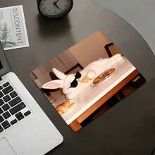 Cool White Rabbit Fashion Glasses Square Mouse Pad, Humorous Casual Pet Expression Pattern Design, Eye-Catching Desktop Decoration Protective Pad, Rubber Non-Slip Edge-Locked Office Mat, Small Size Suitable For Laptop, Desktop Computer Gaming, Office, Daily Use - Mouse Pad - View 6