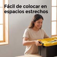 Durable Plastic Storage Box With Lid And Handles, 3 Sizes Available, Stackable For Home Organization, Tools, Office Supplies, And Various Items - Yellow and Black - View 8