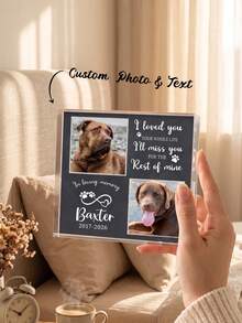 1pc Personalized Pet Memorial Plaque, Custom Dog Photo Acrylic Plaque, Pet Loss Gift, Personalized Pet Portrait Keepsake, Dog Remembrance Gift For Pet Owner - Multicolor - View 2