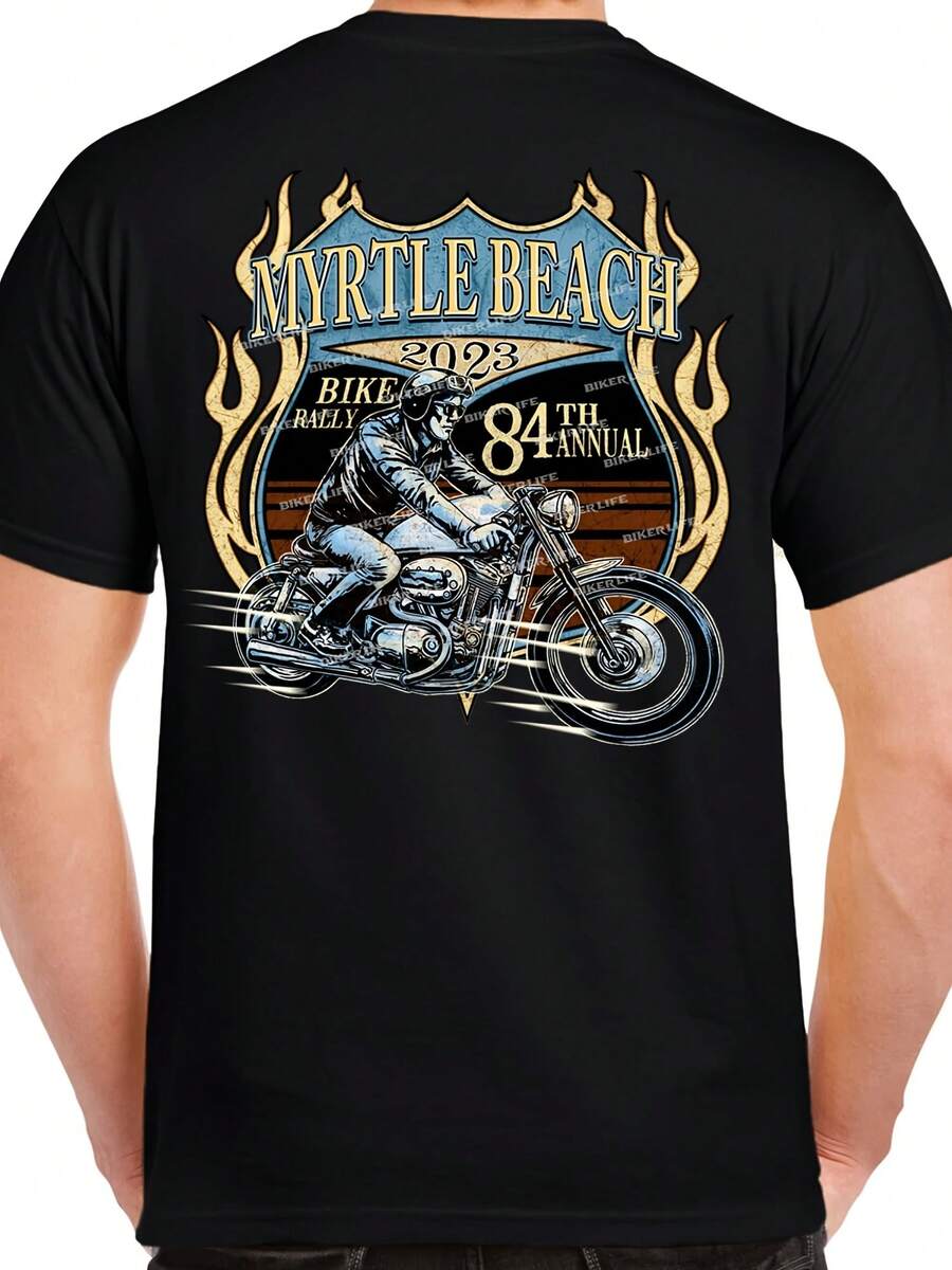 2023 Myrtle Beach Bike Rally Vintage Flame Rider T-Shirt - 款式 - 查看 1