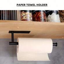 [Space-Saving]Stainless Steel Paper Towel Holder, Perfect For Bathroom And Kitchen Storage, Easy Installation, Suitable For Home And Commercial Use, Self-Adhesive/Drill-In, Suitable For Kitchen, Bathroom, RV And Closet Systems, Towel Storage Cabinet, RV Storage - Multicolor - View 3
