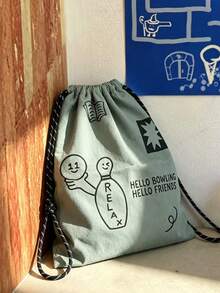 Mochila de estilo coreano con diseño de nicho estilo INS para ir al trabajo, uso diario, compras y actividades al aire libre, con letras, gran capacidad, nueva, con cordón, para estudiantes universitarios, de un solo hombro, tipo cubo - Verde Oliva - Ver 7