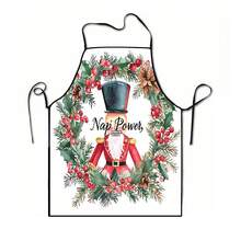 1pc Christmas Santa Claus, Christmas Bell, Christmas Snowflake, Christmas Reindeer, Christmas Tree, Christmas Snowman, Christmas Penguin, Christmas Cartoon Animal Pattern Chef Apron, Apron, Suitable For Home Decor And Kitchen Use. Made Of 100% Polyester Material, Designed As Sleeveless Style, Perfect For Home Kitchen, Outdoor BBQ Cooking. This Printed Apron Is Unisex, Machine Washable And Reusable, A Kitchen Essential - Multicolor - View 13