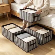 2 Large Capacity Storage Boxes, Portable Foldable Clothing And Bedding Storage Bags, Dormitory Bedroom Wardrobe Clothing And Bedding Packaging Organizer Bags, Shirt And Pants Storage Rack, Space-Saving Wardrobe Organizer And Storage Basket - Black - View 5