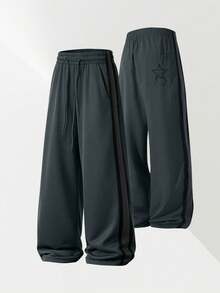 Men's Outdoor Casual Long Pants, Double Stripe Design, Ideal For Fitness, Outdoor Hiking And Back To School, Spring Sports - Dark Grey - View 3