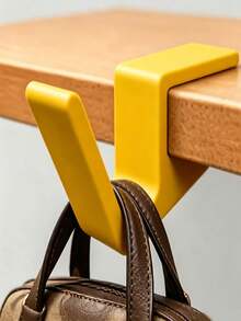 2pcs New No-Drill Desktop Bag Hanging Hook, Portable School Bag/Office Storage Hanging Rack/Organizer/Hook, Available In Yellow And White - Multiple Styles - View 1