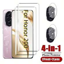 2+2pcs Set Compatible With Huawei Honor Magic8/Magic8 Pro/Magic V5/Magic V3/Magic7/Magic7 Pro/Magic7 Lite/Honor 400 Pro/Honor 200/Honor 200 Pro Phone Screen Protector Film Lens Protector, Curved Tempered Glass Screen Film + Lens Protector, 9H Hardness Full Coverage High Definition Bubble-Free Scratch-Resistant - Clear - View 17