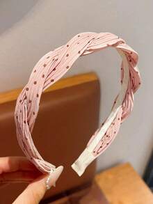 3件組女孩甜美百搭波點百褶印花鋸齒扭轉防滑髮箍 - 彩色 - 查看 3