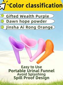 3pcs Women's Transparent & Pink Portable Silicone Standing Urinal Cup Set, Foldable & Reusable, Easy Alignment & Leak-Proof Design, Compact Travel Kit, Outdoor Camping Female Urination Solution, Holiday Long-Distance Travel Essential (Random Color & Style) - Multicolor - View 3