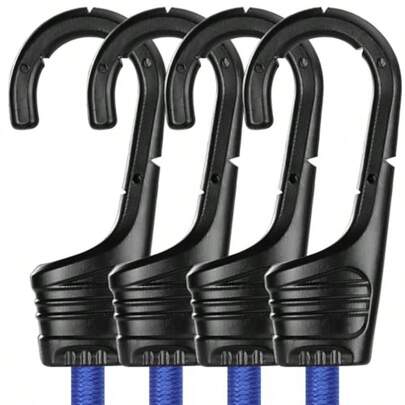 Cuerdas elásticas de 24" con ganchos, paquete de 4 correas elásticas resistentes para exteriores, cuerda elástica sin olor para asegurar lonas, tiendas de campaña, portaequipajes, carga, bicicletas, transporte, almacenamiento en garaje