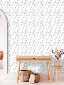 Scandinavian Light Gray Leaf Peel And Stick Wallpaper, Minimalist Botanical Self Adhesive Contact Paper, Waterproof Removable PVC Wall Decor For Bathroom Living Room Cabinet Renovation, Renter Friendly Home Decoration 1 Roll 45x100/200/300/500cm - White - View 17