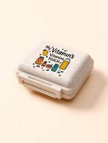 迷你 6 格便攜藥盒，收納盒，旅行藥盒，印有「My Vitamins」和維生素圖案，6 格小藥盒，密封包裝收納盒，6 天週用藥盒，旅行必備藥盒，日常維生素藥盒，口袋藥盒，精緻收納盒，居家必備，旅行必備 - 彩色 - 查看 10
