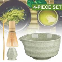 4-teiliges Handgefertigtes Matcha-Teeset Aus Bambusfaser Mit Schale, Besen, Löffel & Besenhalter – Erzeugt Feinen Schaum & Reichhaltige Textur, Perfektes Geschenk Für Matcha-Liebhaber, Ideal Für Die Latte-Zubereitung Zu Hause & Elegante Teemomente. - Grün - Übersicht 1