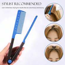 2pcs Straight Hair Comb Set - Flat Iron Comb, Create Beautiful Hair, Firm Grip, Suitable For Tangled Hair And Styling (Blue) - Multicolor - View 8