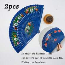 Random Pattern Fan, Spanish Classical Double Sided Painted Wooden , Fans Hand Fan, Vintage Handmade Bamboo Tassel Folding, Double Sided Painted Wooden Dance Hollowed Out Home Decoration Crafts, Elegant Gift For Women, Wedding, Cheongsam Performance - Multiple Styles - View 18