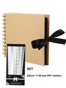 禮盒 DIY 剪貼簿相簿，牛皮紙相簿，A5 尺寸，60 頁，DIY 紀念手冊禮物，適用於 DIY 結婚、生日、聖誕節、家庭 DIY 剪貼簿，生日禮物，畢業禮物，收藏紀念禮物 - 套裝 - 查看 15