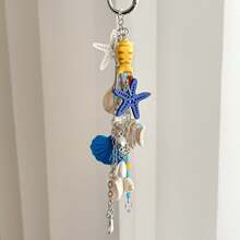 Llavero de estrella de mar de aleación creativa, serie oceánica, con concha marina, lindo colgante para bolso - Multicolor - Ver 3