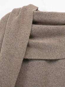 Women's Winter Knitted Mid-Length Cardigan With Scarf, Long Sleeve Button Design, Warm High-Elastic Fabric, Suitable For Autumn Wear - Camel - View 10