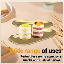 Oval Metal Tray (Gold), Christmas Gold Serving Platter, Fruit Plate, Dessert Plate, Snack Plate, Salad Plate, Cake Plate, Suitable For Restaurant, Kitchen, Dining Table, Christmas - Gold - View 3