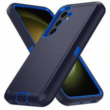 军用级防震坚固耐用基础款防震防刮全包保护手机壳，耐用三合一保护套，兼容、Galaxy、荣耀等智能手机，礼品 - 深藍 - 查看 115