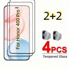 2+2pcs Set Compatible With Huawei Honor Magic8/Magic8 Pro/Magic V5/Magic V3/Magic7/Magic7 Pro/Magic7 Lite/Honor 400 Pro/Honor 200/Honor 200 Pro Phone Screen Protector Film Lens Protector, Curved Tempered Glass Screen Film + Lens Protector, 9H Hardness Full Coverage High Definition Bubble-Free Scratch-Resistant - Clear - View 10