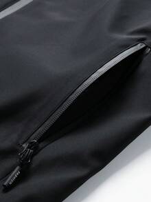 Men's Hooded Jacket, Spring/Autumn Style, Black Casual Outerwear, 2-Piece Set, Multiple Colors Available, Fashion Casual Top, Simple Versatile - Black - View 7