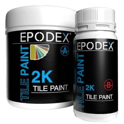 TILE PAINT 2K, Epoxy Paint For Tiles, 45 Fl Oz - Azure Blue Epoxy Paint For Wall And Floor Tiles, Odorless, Abrasion-Resistant, Waterproof, High-Coverage - Approx. 161 Sq Ft For Coat