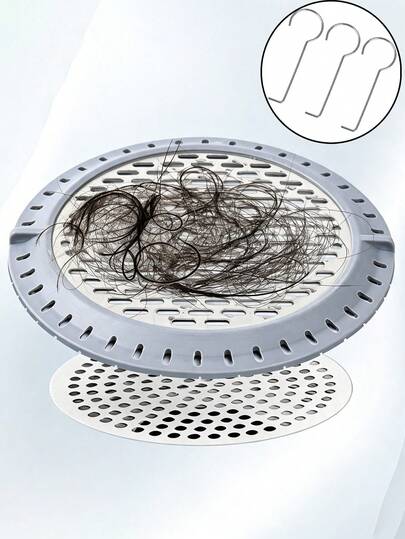 Atrapador de cabello para desagüe, Atrapador de cabello para ducha, Tapa de desagüe de ducha, Colador de desagüe de bañera, Atrapador de cabello de bañera, Filtro interceptor de cabello para lavabo de baño, Protector de desagüe de baño, Plano, Redondo