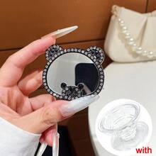 Light Luxury Rhinestone Bear Makeup Mirror Air Cushion Phone Case Back Sticker Universal Adhesive Highly Attractive Thin Portable Stand For Women - Multicolor - View 12