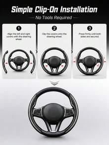 2pcs Carbon Fiber Steering Wheel Cover, Fits Most Car Models, Anti-Slip Steering Wheel Protector, Segmented Durable Carbon Fiber, Easy Installation (No Inner Core) - Multicolor - View 8
