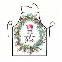 1pc Christmas Santa Claus, Christmas Bell, Christmas Snowflake, Christmas Reindeer, Christmas Tree, Christmas Snowman, Christmas Penguin, Christmas Cartoon Animal Pattern Chef Apron, Apron, Suitable For Home Decor And Kitchen Use. Made Of 100% Polyester Material, Designed As Sleeveless Style, Perfect For Home Kitchen, Outdoor BBQ Cooking. This Printed Apron Is Unisex, Machine Washable And Reusable, A Kitchen Essential - Multicolor - View 15
