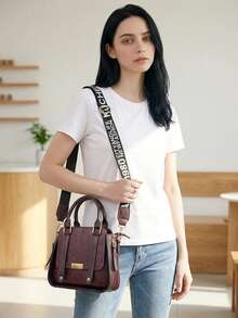 Women Fashion Handbags Top Handle Shoulder Bag Wallet Classic Vintage PU Leather Shoulder Bag Casual Crossbody Bags For Valentine's Day Use - 紫色 - 查看 4