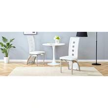 Dining Chairs - 白色+銀色+金屬+PU皮革+2件套裝 - 查看 6