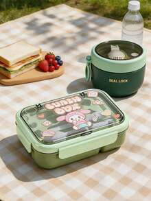 SEAL LOCK Cartoon 4-Compartment Lunch Box Set, Portable Food Container, Large Capacity Food Storage Box, Lunch Box Set For Students And Office Workers - Multicolor - View 5