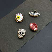 4/8/12pcs Gothic Rhinestone Mini Hair Claw Clips, Halloween Skull Bat Spider Vampire Red Lips Hair Clips, Dark Style Side Hair Clips For Cosplay Party Holiday Personalized Hair Accessories - Halloween Dark Hair Claw - View 14