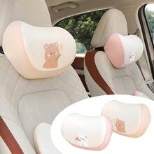 Car Headrest Pillow, Bear & Rabbit, 2PCS | Memory Foam, Neck Support, Auto Headrest Cushion, Comfort And Style - Bear & Rabbit - View 1