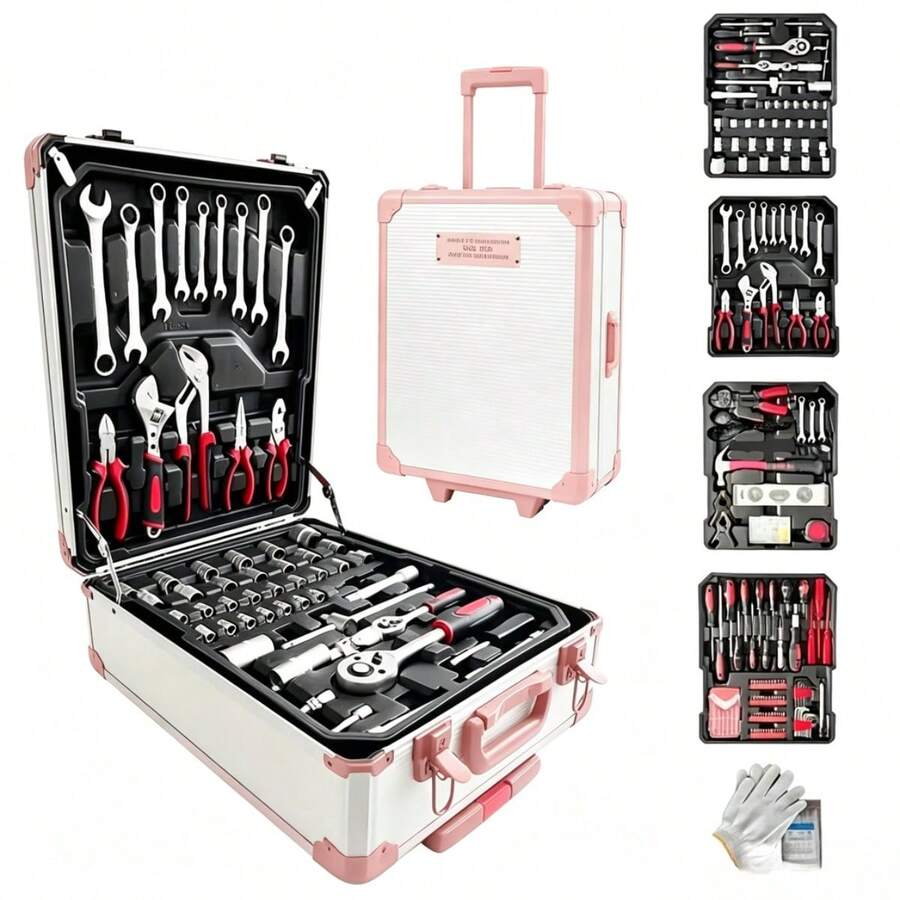 115/46pcs Professional Car Repair Tool Set: Portable, Durable And Easy-To-Use Ratchet Wrench Set - Suitable For Car, Boat, Motorcycle Repair, Home Industrial Maintenance - Includes Carrying Case - Multi-color - View 1