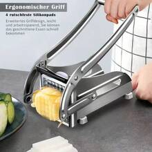 1 buah Pemotong Kentang Goreng Stainless Steel dengan Alas Hisap, Pemotong Sayuran Tugas Berat, Cocok untuk Kentang, Wortel, Mentimun, Pencincang Sayuran, Pencincang Bawang - abu-abu perak - View 4