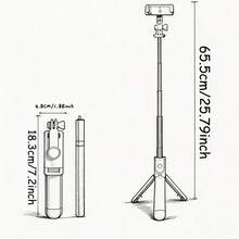 1pc White Cute Selfie Stick - Wireless Remote Control And Built-In Tripod, Remote Control, Phone Holder And Built-In Tripod(1PC), Travel - Light White - View 7