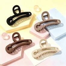 4pcs/Set Women's Matte Neutral Color Hair Clips, Large Non-Slip Claw Clips, Solid Color Fashion Hair Accessories, Suitable For Daily Wear, Party, Holiday And Gift Giving - Multicolor - View 2
