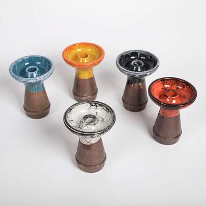 New Mushroom-Shaped Arabic Hookah Accessories, Medium Hole Ceramic Multi-Color Glazed Universal Premium Bowl