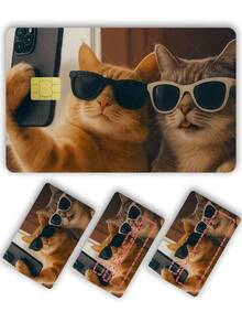 1pc Funny Cat Official Credit Card Sticker Privacy Protection Card Skin, Selfie Pet Cat Pattern Birthday Gift PVC Material Anti-Fingerprint Anti-Scratch Wear-Resistant Card Sleeve, Card Protector, Suitable For Men, Women, Couples, Small Chip Card, Bank Card Decoration Sticker, Credit Card, Transit Card, Student Campus Card Personalized DIY - Type a - View 6