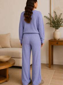 Women Two-Piece Outfits - Lilac Purple - View 4