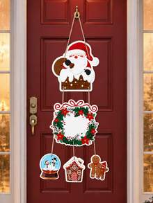 1 Set Christmas Paper Door Hanging Decor, Writable, Gingerbread House & Gingerbread Man Pendant, Christmas Decoration, Christmas Party Supplies, Christmas Wall Hanging Ornament, Holiday Front Door Sign, Home Decor, Winter Decoration - Multicolor - View 4