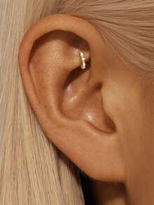 EleRunis 1件 925純銀經典立方鋯石 Rook Conch 耳環 18K鍍金上耳軟骨螺旋耳釘 女款日常穿戴派對用 - 金色 - 查看 4
