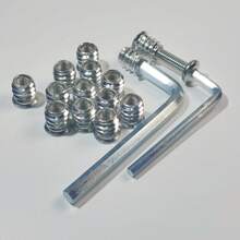 102pcs Threaded Inserts For Steel-Made, Screw In Nut Fastener Connector, Steel Hex Drive Nut Maintenance And Fastening For Household Office Furniture (Silver, Combination Of M6*15mm Nut And M6*25mm Bolt), Two Free Allen Wrenches. - A - View 4