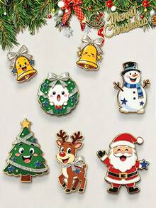 7/1pc Christmas Refrigerator Magnets Set, Santa Claus, Christmas Tree, Snowman, Reindeer, Bell Soft Magnetic Ornaments, Reusable Holiday Decorations - Multicolor - View 3