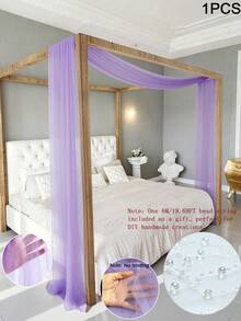1pc Bed Canopy With Beaded Chain Set, Semi-Transparent Fabric Bed Cover, Princess Bed Curtain, Blackout Window Curtain, Window Drape, Double Bed Canopy Curtain, Adult Bed Canopy Or Bed Cover, Home Decor (Bead Strands Need DIY) - Canopy Style - View 14
